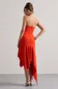 Catalina | Orange Bandeau Maxi Dress With Draped Hem sold by Club L London