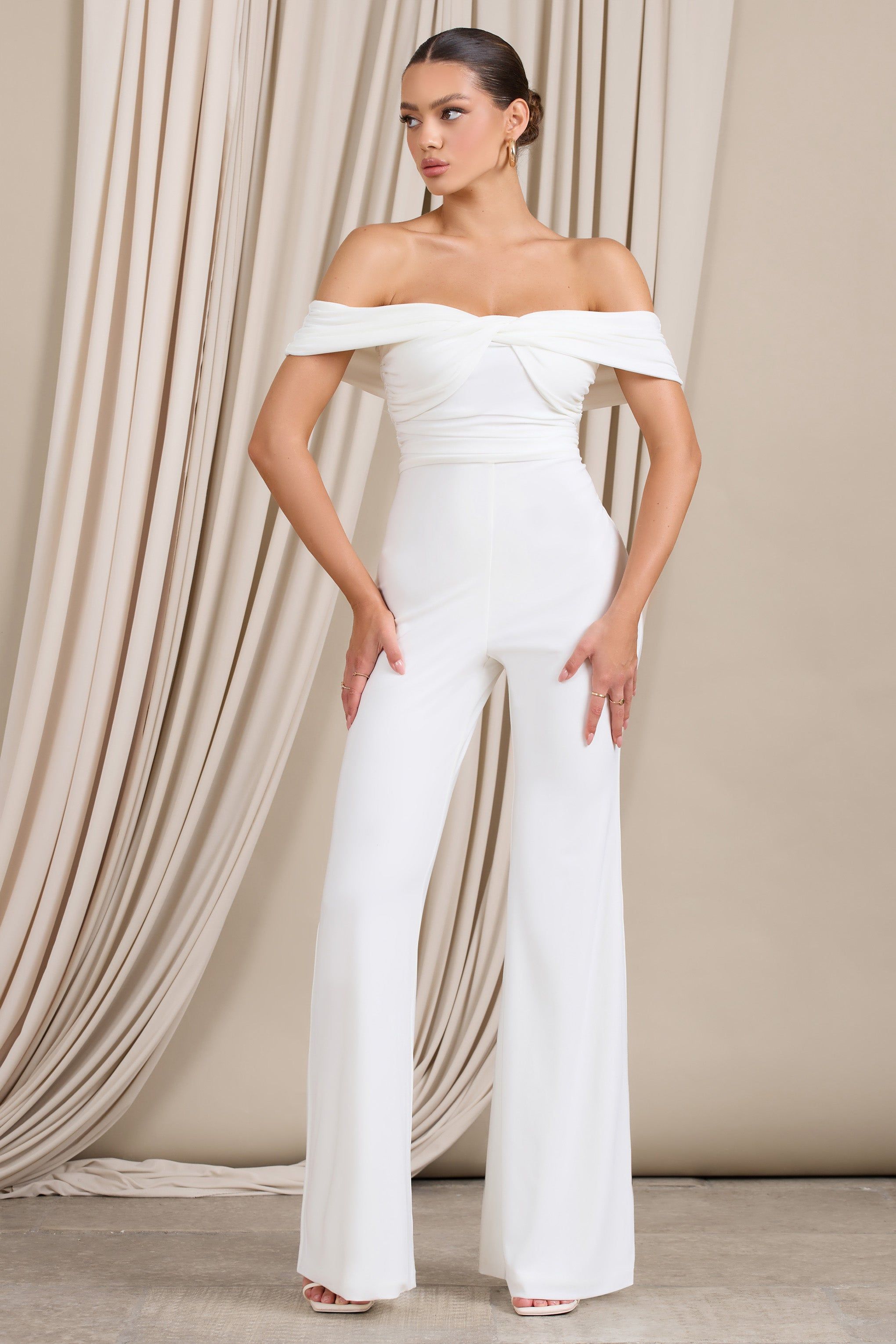 Recognition | White Off The Shoulder Ruched Jumpsuit sold by Club L London product image thumbnail 4