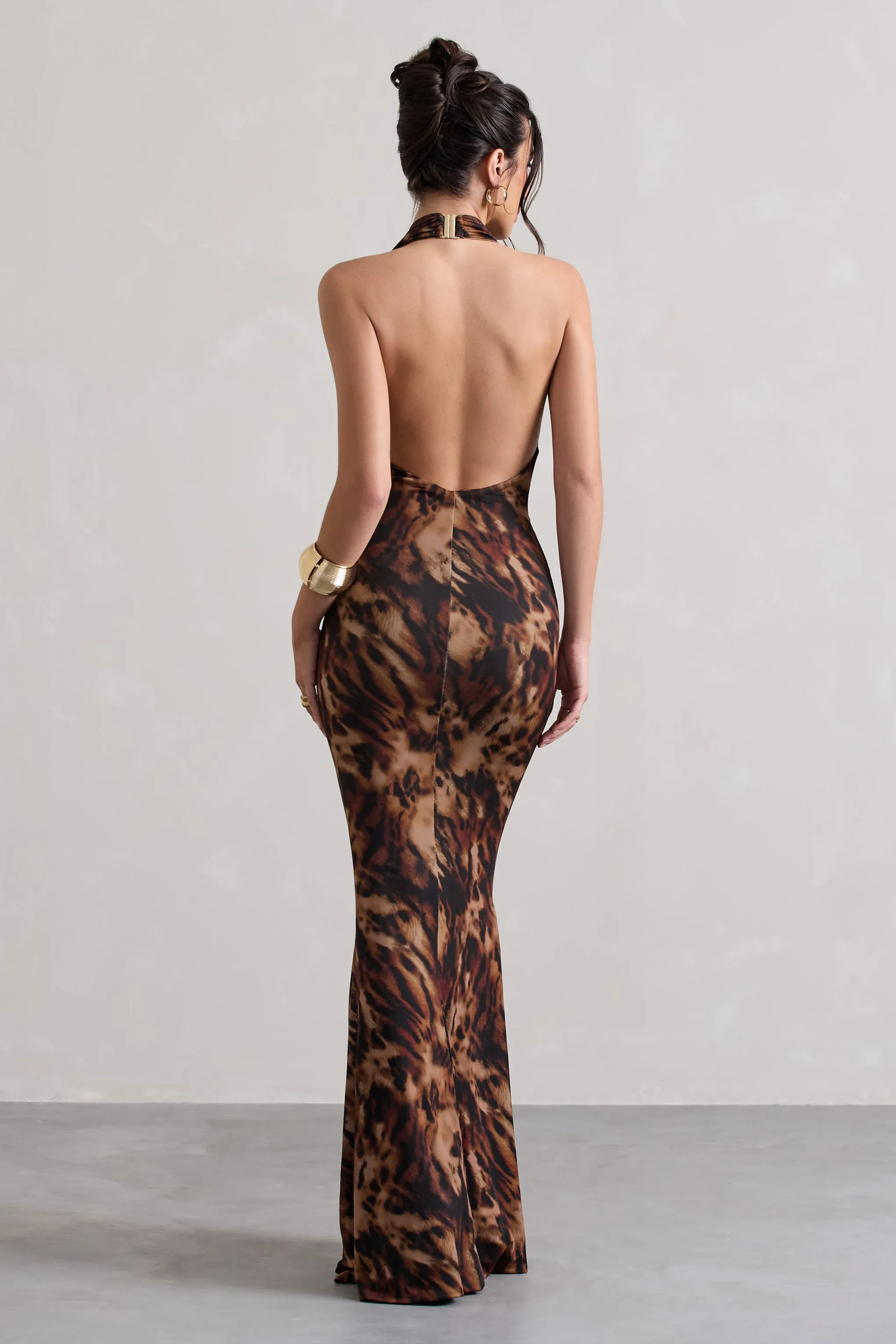 Milani | Animal Print Backless Cowl Neck Fishtail Maxi Dress sold by Club L London product image thumbnail 3