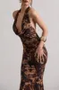 Milani | Animal Print Backless Cowl Neck Fishtail Maxi Dress sold by Club L London