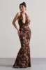 Milani | Animal Print Backless Cowl Neck Fishtail Maxi Dress sold by Club L London