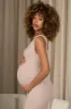 Salome | Champagne Twisted Asymmetric Maternity Midi Dress sold by Club L London