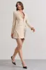 Chelsea | Stone Fitted Blazer Mini Dress sold by Club L London