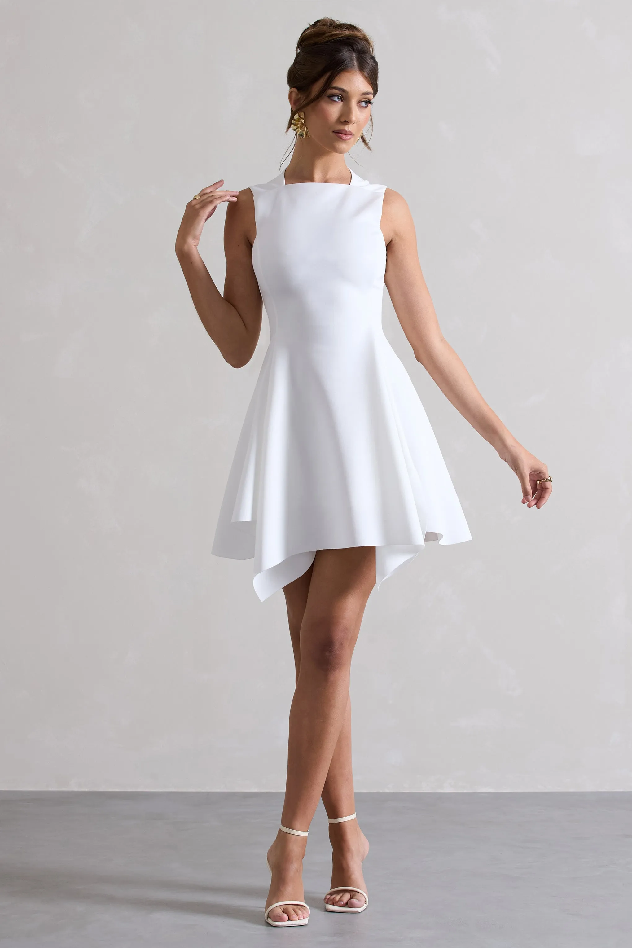 Scout | White Sleeveless Draped Hem Mini Dress sold by Club L London product image thumbnail 4