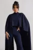 Indra | Navy High-Neck Wide-Leg Cape Jumpsuit sold by Club L London
