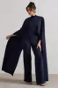 Indra | Navy High-Neck Wide-Leg Cape Jumpsuit sold by Club L London