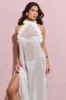 Naelya | White Chiffon Halter-Neck Maxi Dress With Corsages sold by Club L London