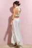 Naelya | White Chiffon Halter-Neck Maxi Dress With Corsages sold by Club L London