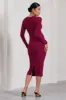 Marcia | Berry Bodycon Plunge-Neck Maternity Midi Dress sold by Club L London