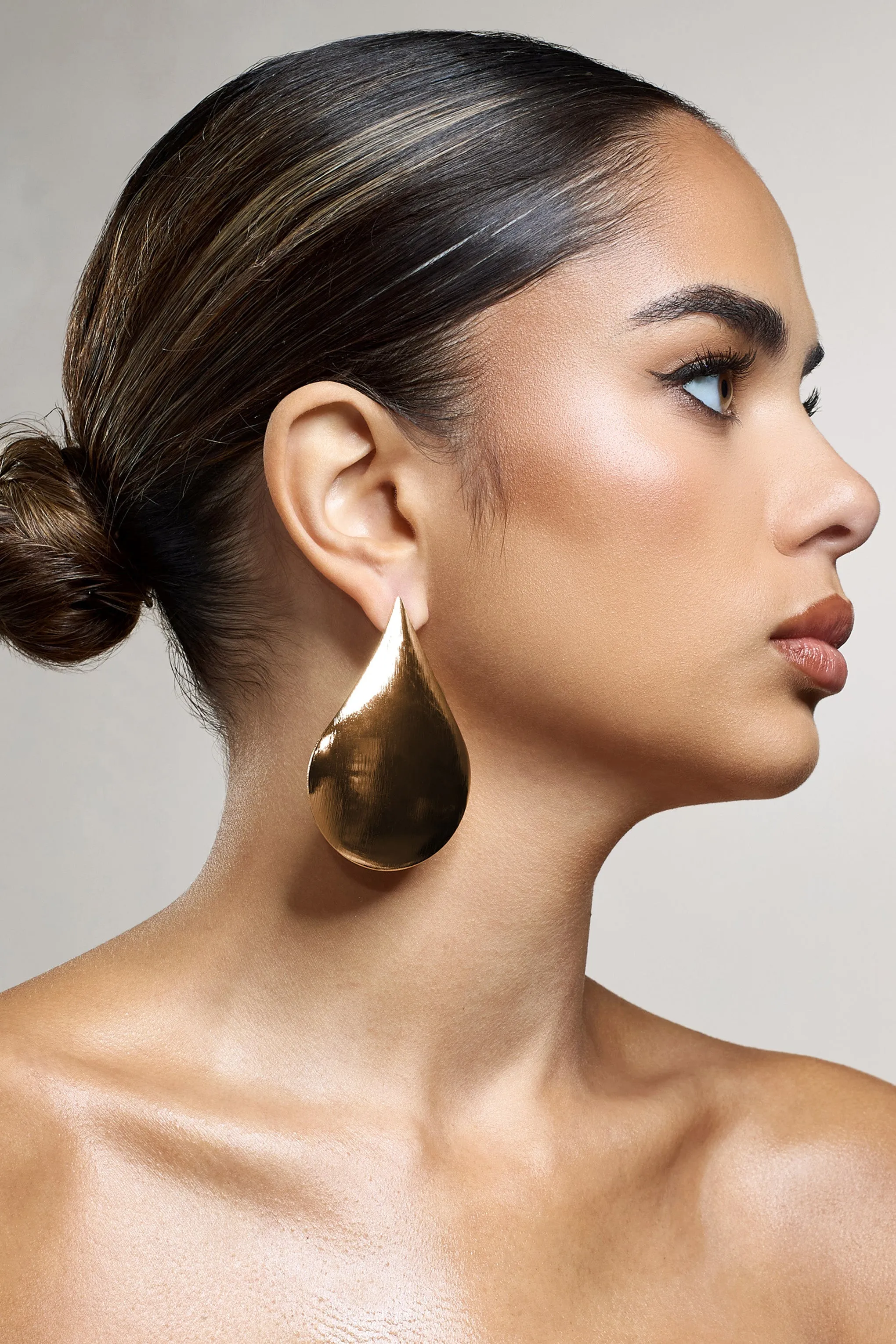 Droplet | Gold Statement Teardrop Earrings sold by Club L London product image thumbnail 2