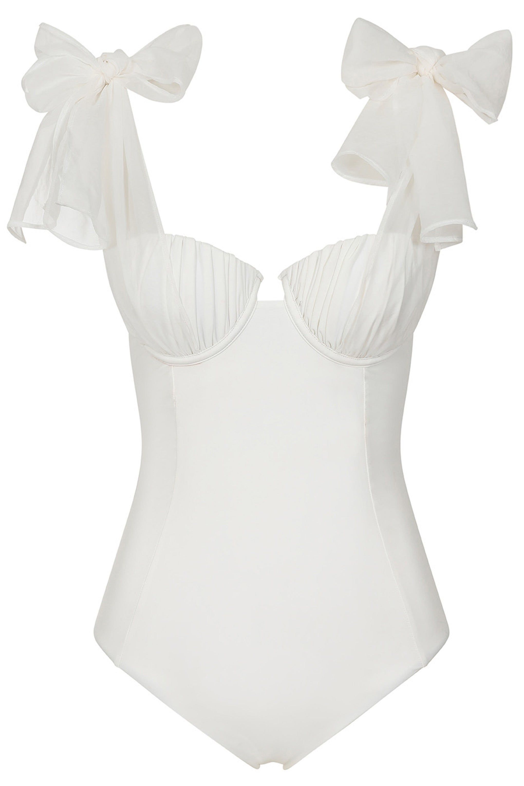 Sheer Bliss | White Organza Swimsuit With Bows sold by Club L London product image thumbnail 6