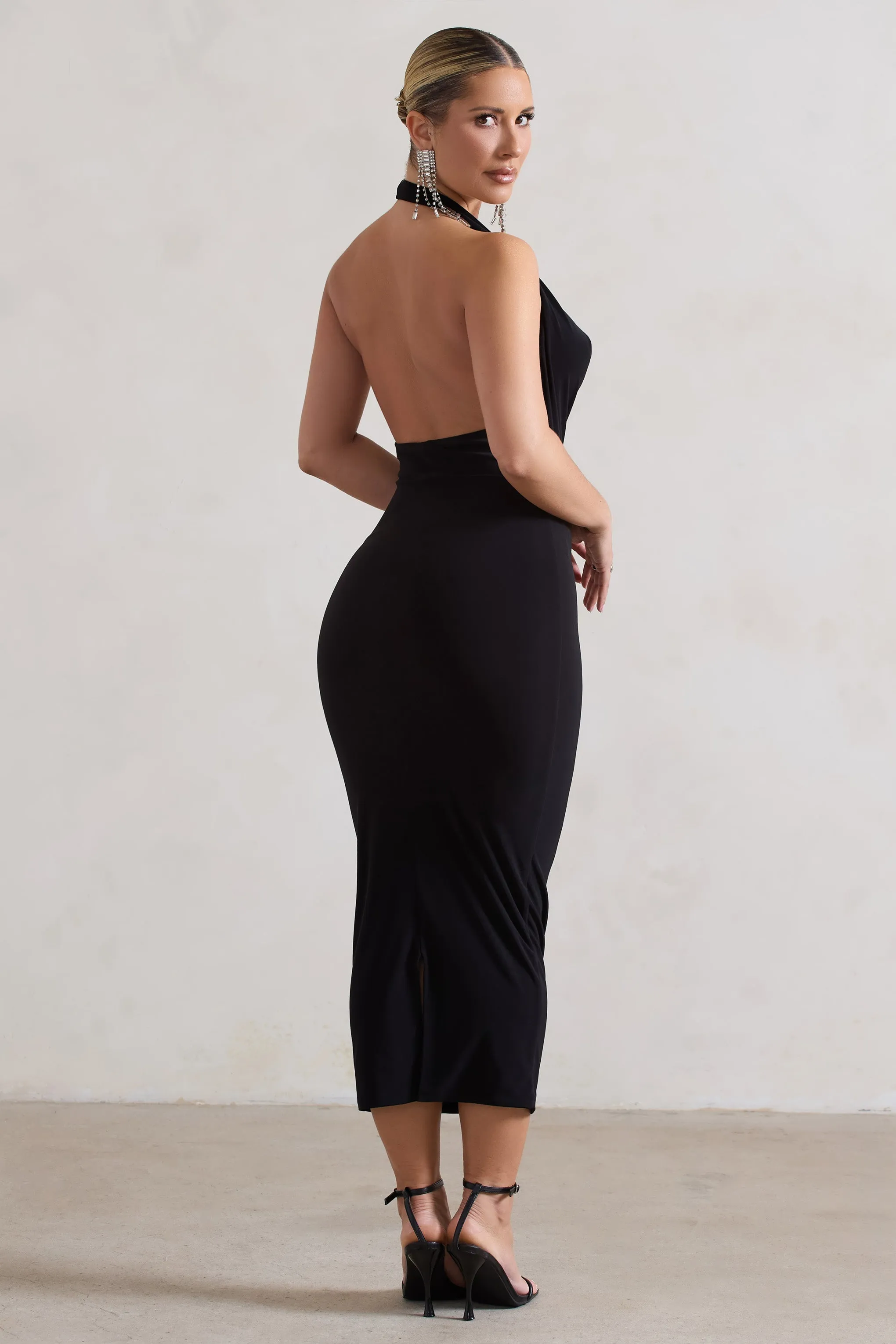 Roulette | Black Cowl-Neck Midi Dress sold by Club L London product image thumbnail 2