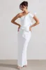 Timeless Love | White Asymmetric Draped Ruffle Maxi Dress sold by Club L London