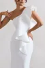 Timeless Love | White Asymmetric Draped Ruffle Maxi Dress sold by Club L London