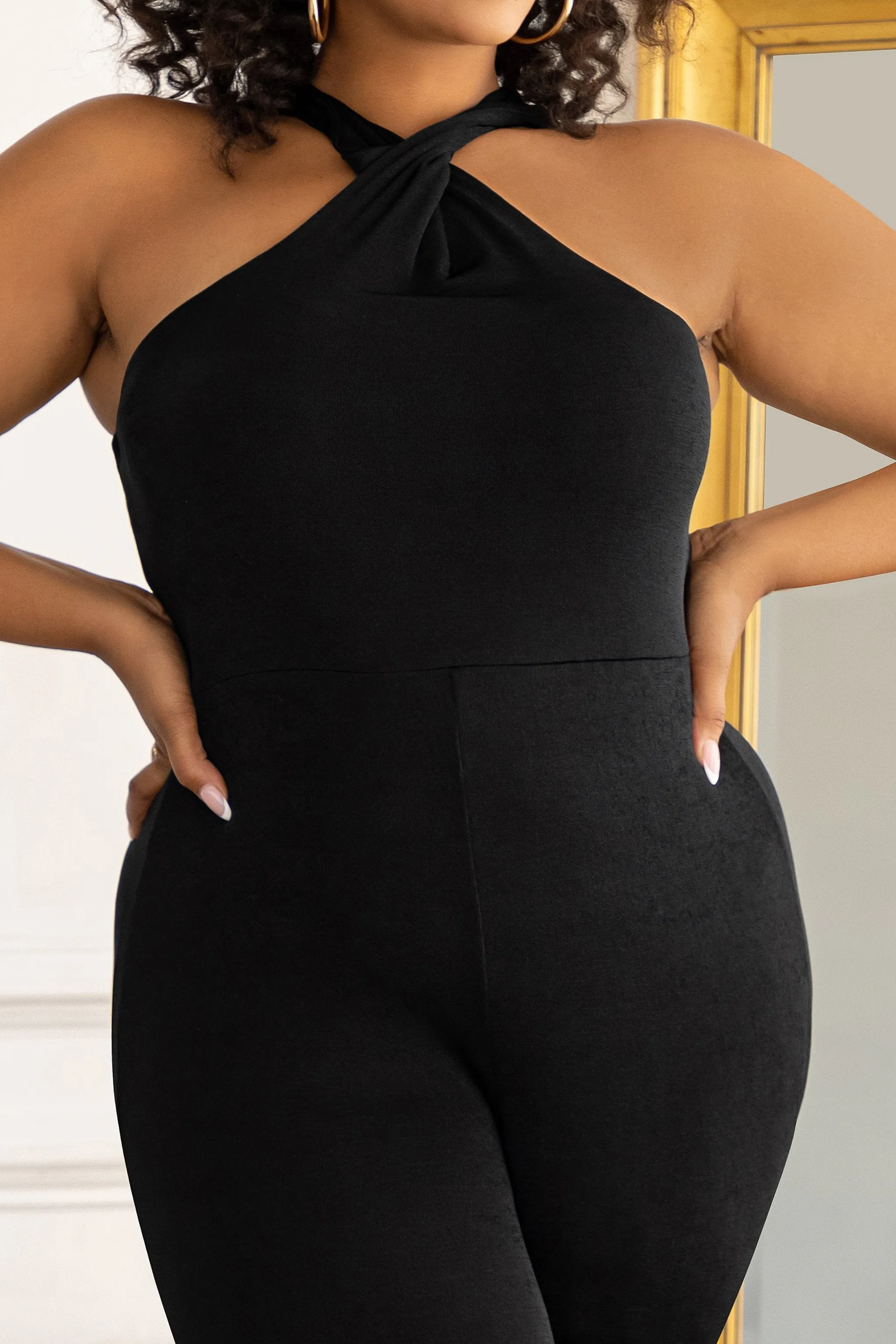 Prima Donna | Plus Black Twist Front Jumpsuit sold by Club L London product image thumbnail 5