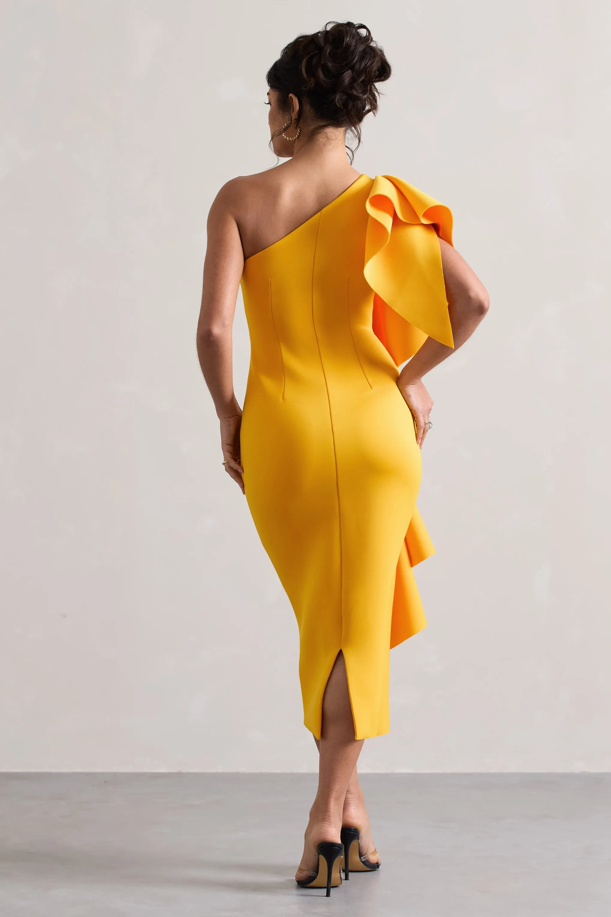 Polo | Mango One Shoulder Bodycon Midi Dress With Ruffle sold by Club L London product image thumbnail 2