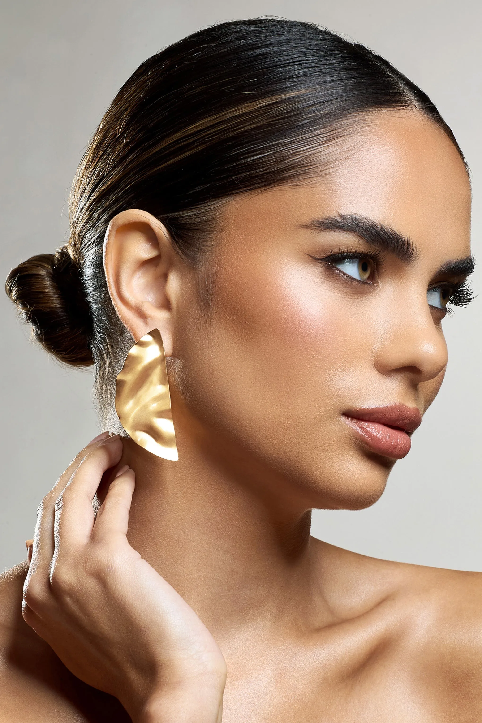 Honey | Gold Abstract Drop Earrings sold by Club L London product image thumbnail 3
