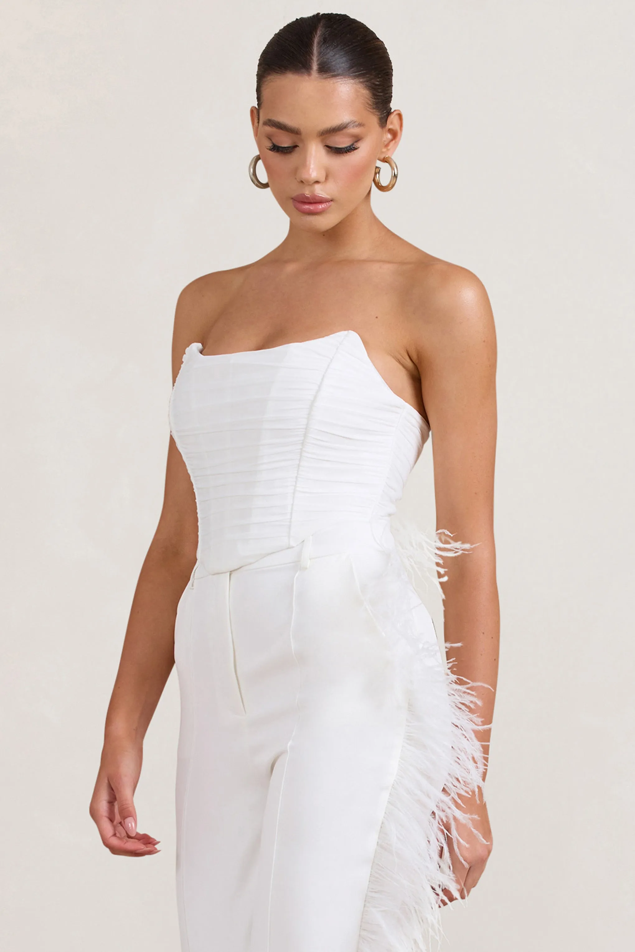 Obsessed | White Bandeau Mesh Corset Style Crop Top sold by Club L London product image thumbnail 4