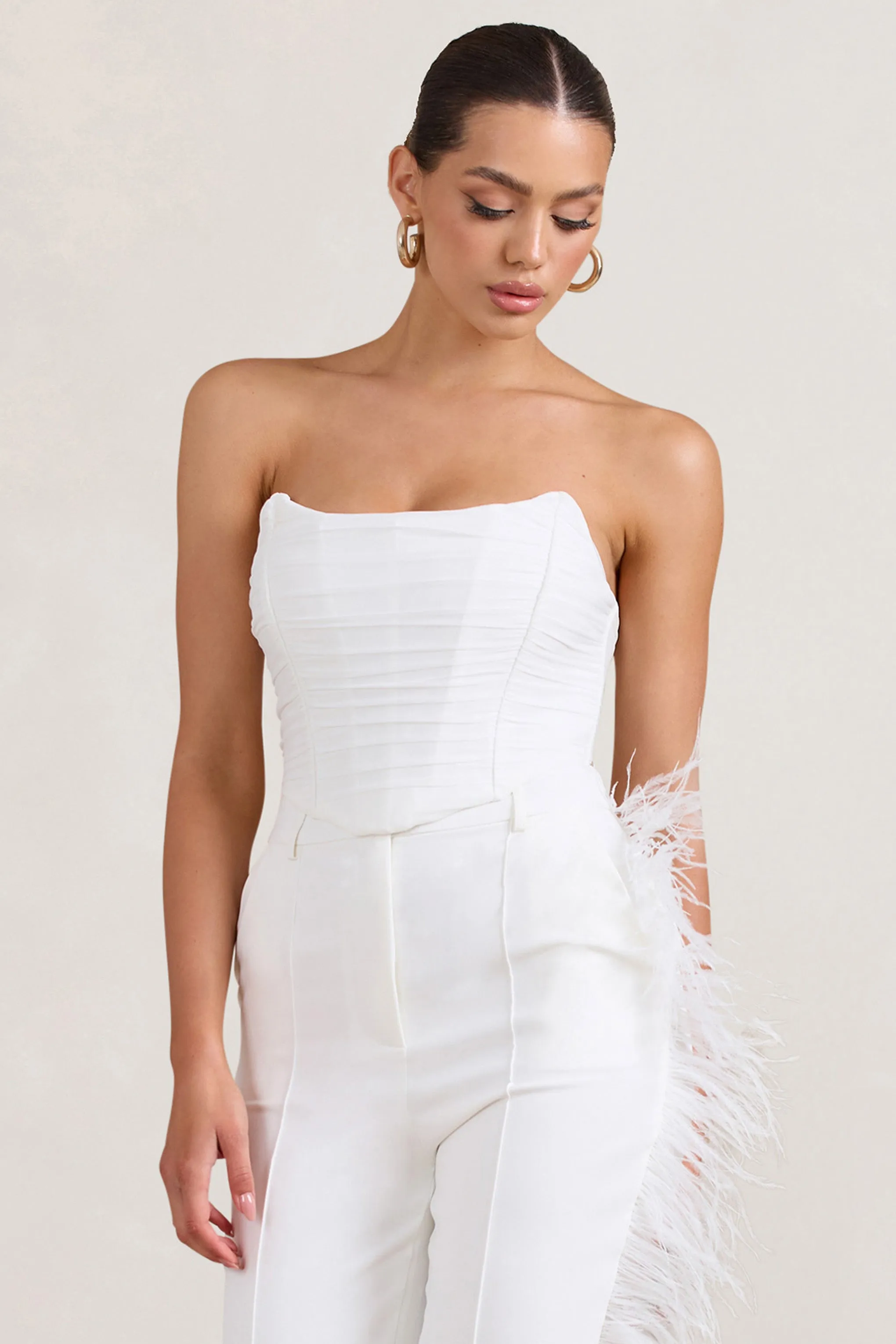 Obsessed | White Bandeau Mesh Corset Style Crop Top sold by Club L London product image thumbnail 5