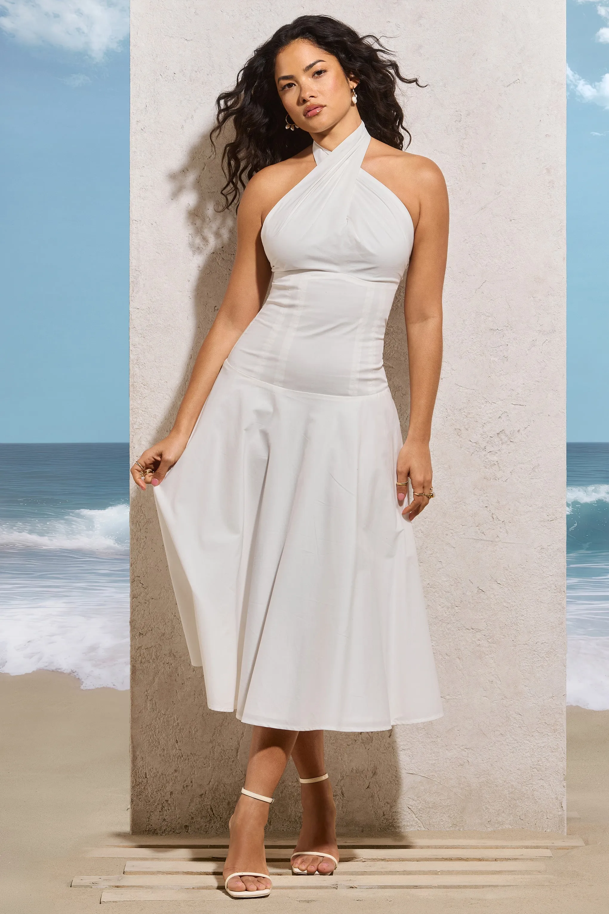 Saint-Malo | White Halter-Neck Midi Dress sold by Club L London product image thumbnail 2