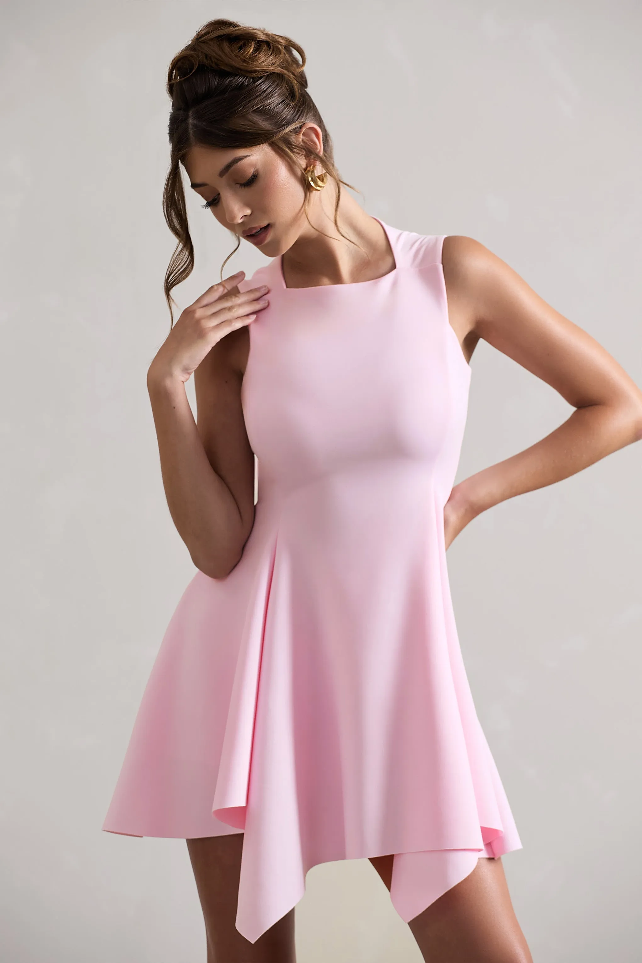 Scout | Pink Sleeveless Draped Hem Mini Dress sold by Club L London product image thumbnail 4
