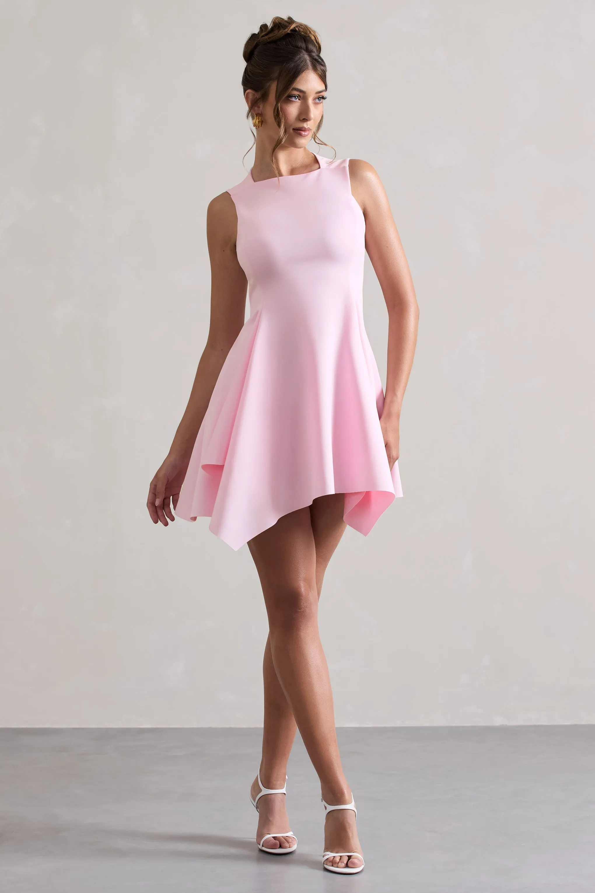 Scout | Pink Sleeveless Draped Hem Mini Dress sold by Club L London product image thumbnail 3