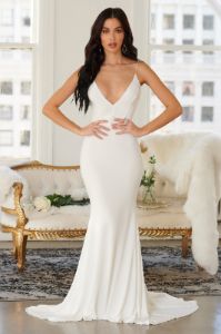Irreplaceable | Off White Backless Bum Ruched Fishtail Maxi Dress sold by Club L London