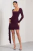 Crimson Cut | Plum Long-Sleeved Ruffled Bodycon Mini Dress sold by Club L London