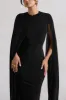 Marysol | Black Asymmetric Cape Midi Dress sold by Club L London