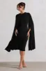 Marysol | Black Asymmetric Cape Midi Dress sold by Club L London