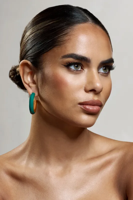 Sigma | Green Chunky Hoop Earrings sold by Club L London