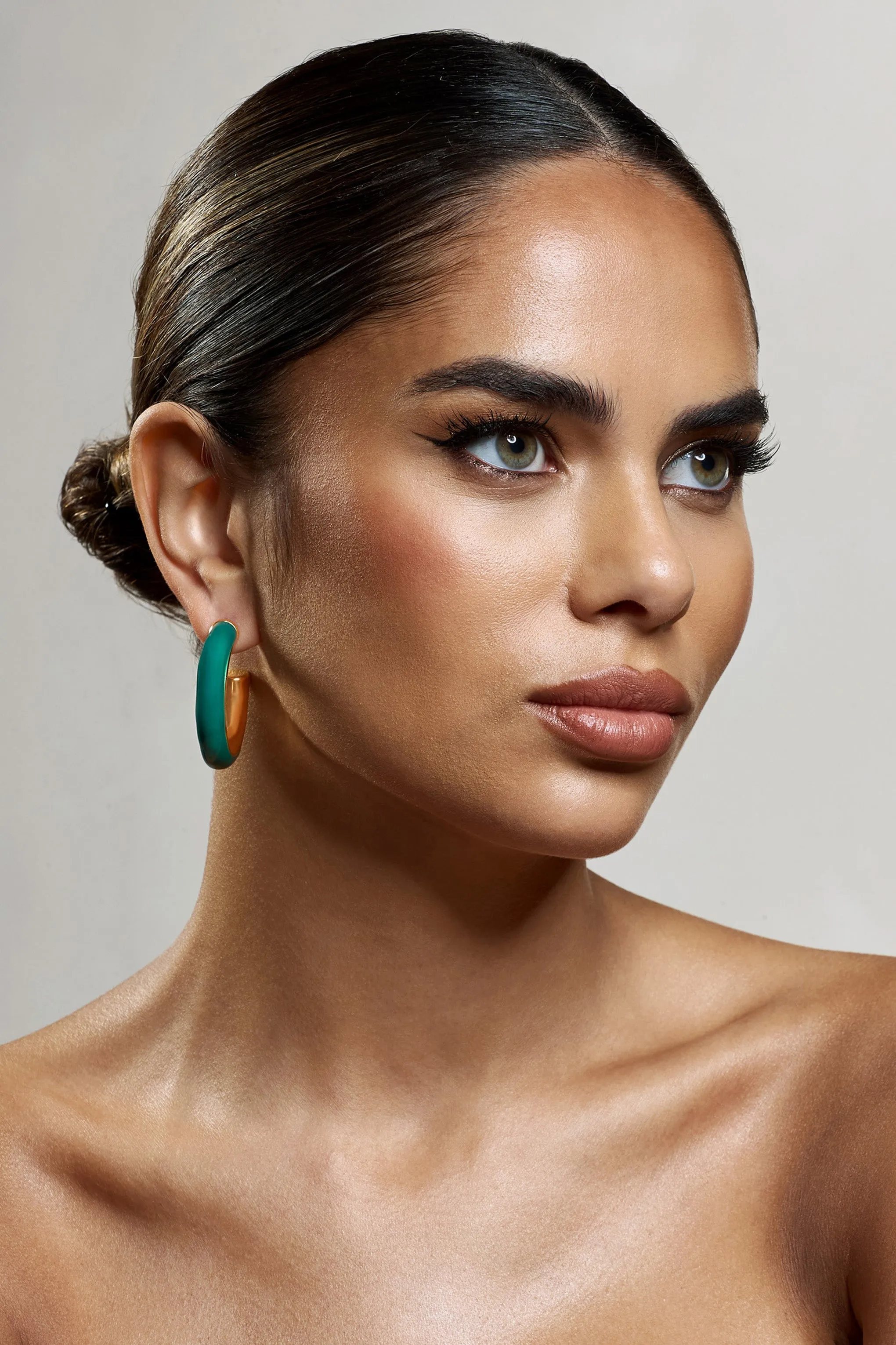 Sigma | Green Chunky Hoop Earrings sold by Club L London
