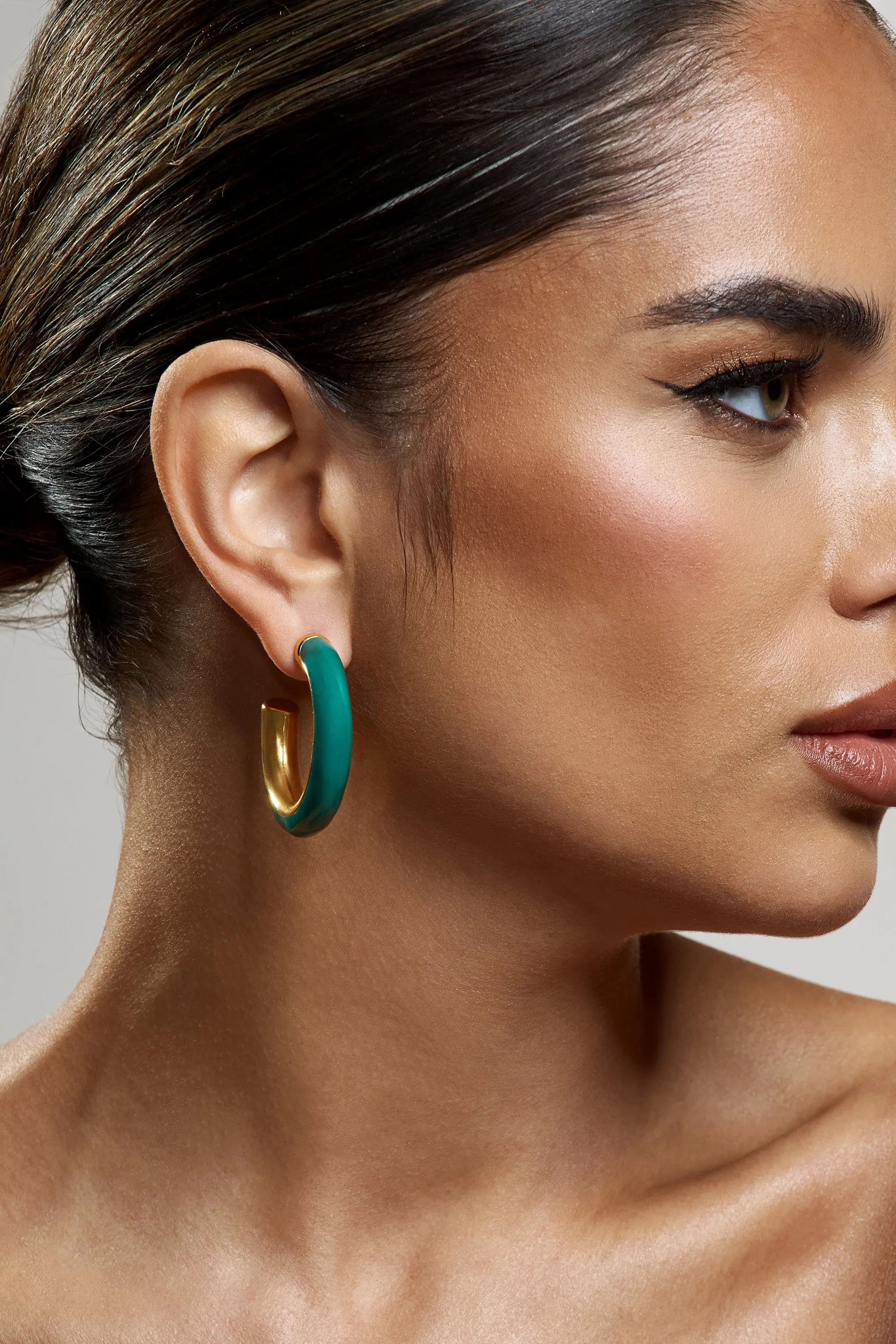 Sigma | Green Chunky Hoop Earrings sold by Club L London product image thumbnail 3