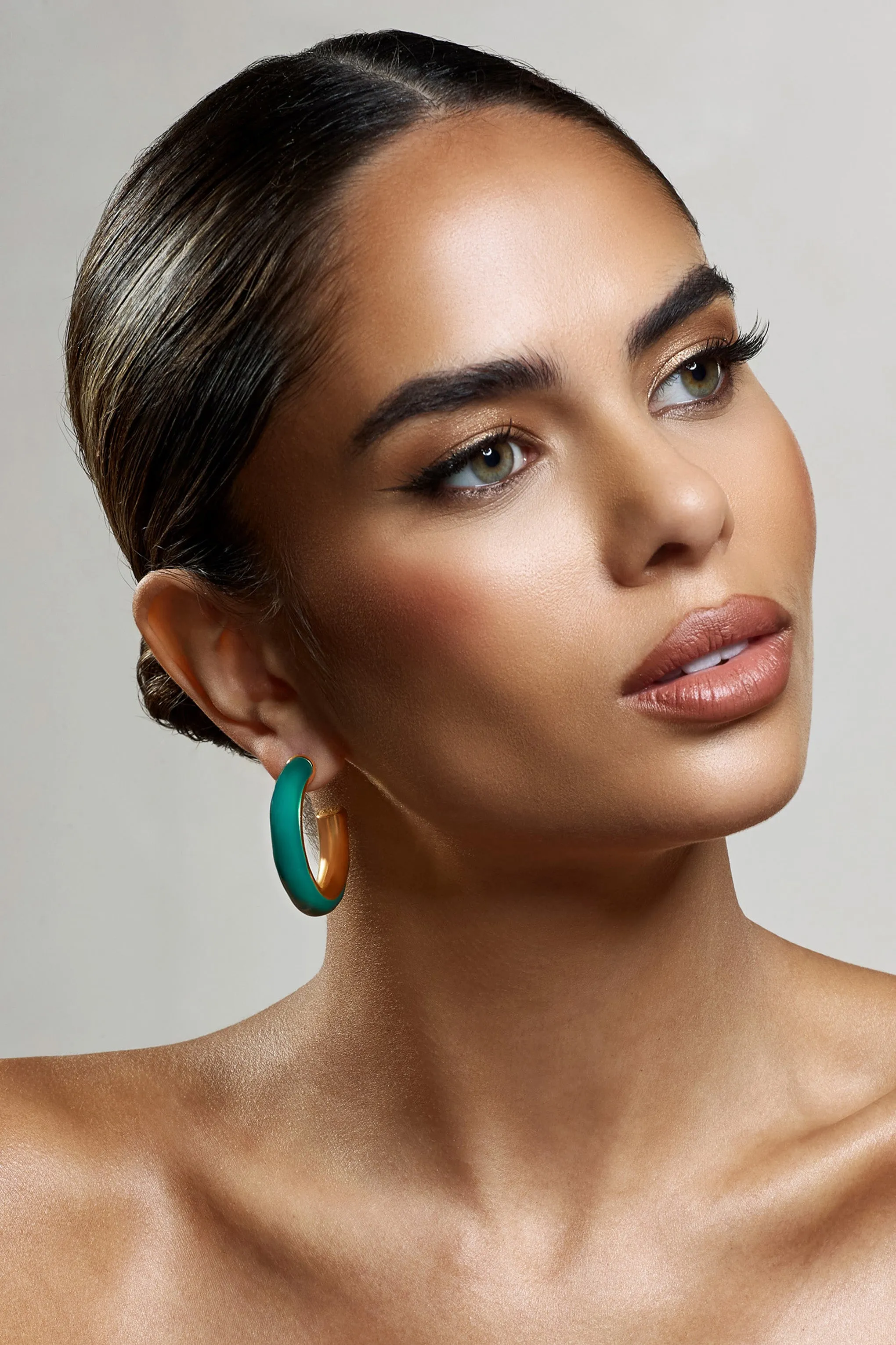 Sigma | Green Chunky Hoop Earrings sold by Club L London product image thumbnail 2