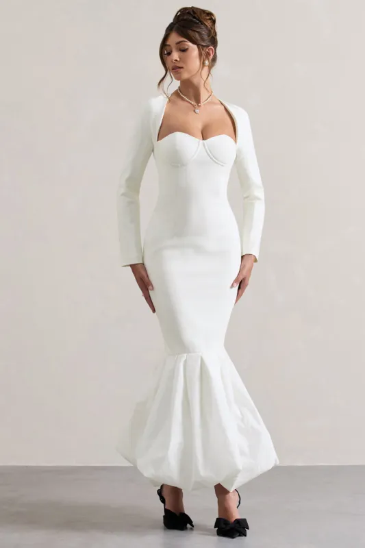 London | Cream Sweetheart Maxi Dress With Volume Hem sold by Club L London