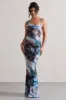 Phantasy | Multi Print Asymmetric Neckline Cowl Maxi Dress sold by Club L London