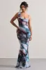 Phantasy | Multi Print Asymmetric Neckline Cowl Maxi Dress sold by Club L London