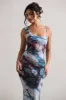 Phantasy | Multi Print Asymmetric Neckline Cowl Maxi Dress sold by Club L London