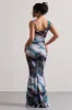 Phantasy | Multi Print Asymmetric Neckline Cowl Maxi Dress sold by Club L London