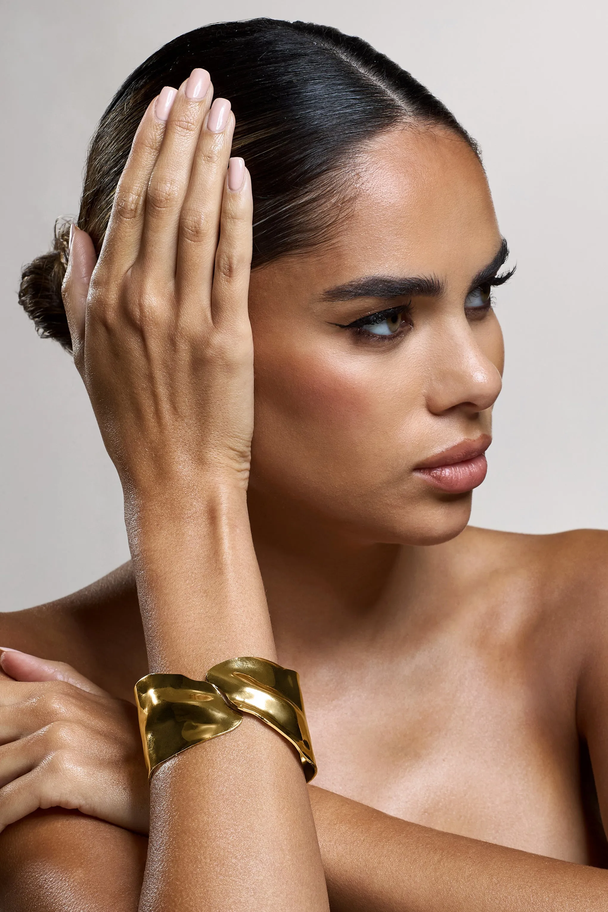 Radiance | Gold Abstract Chunky Bracelet sold by Club L London