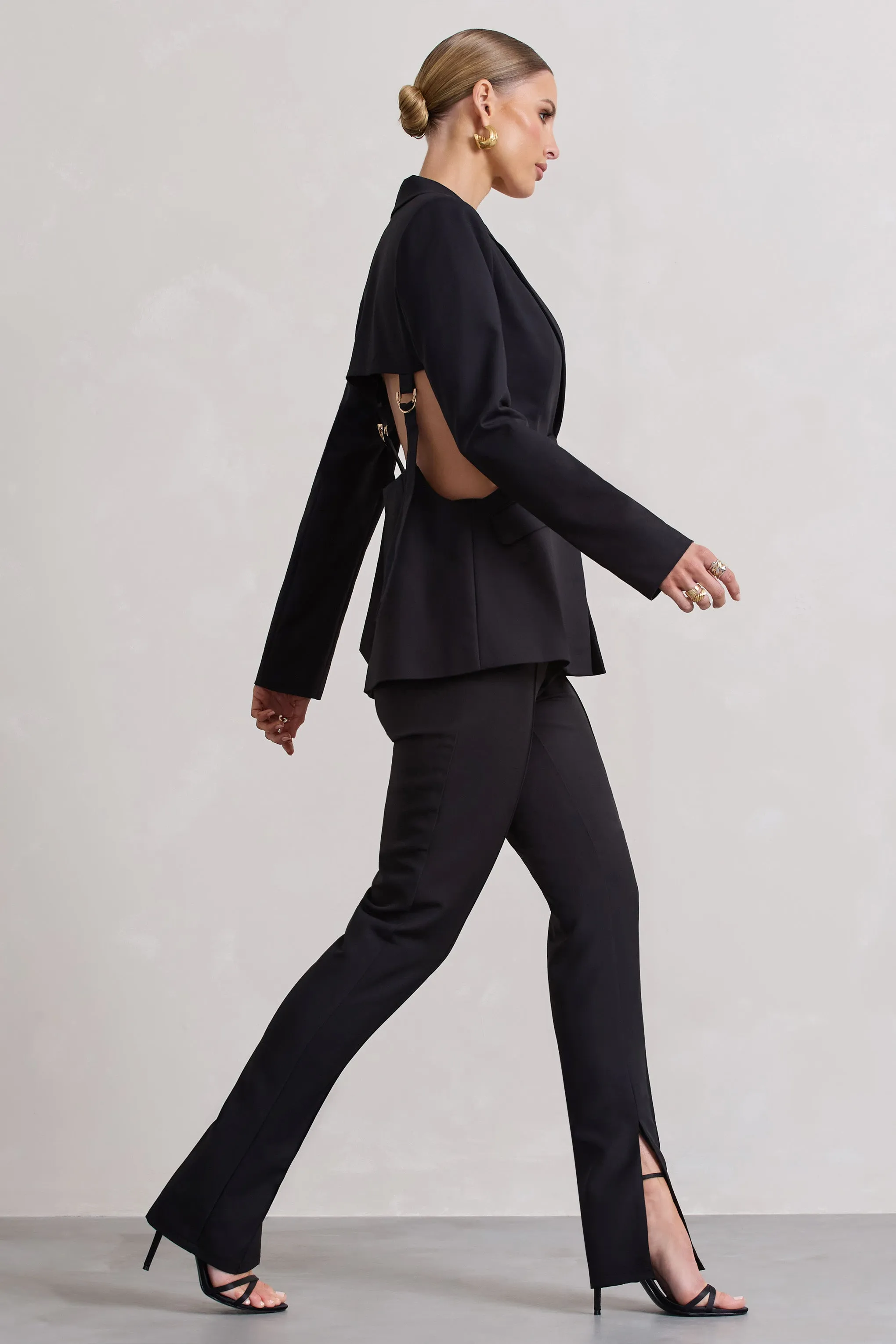 Fixation | Black Tailored Cut Out Blazer sold by Club L London product image thumbnail 4
