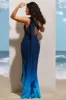 Faded | Blue Ombre One Shoulder Wrap Maxi Dress With Drape sold by Club L London