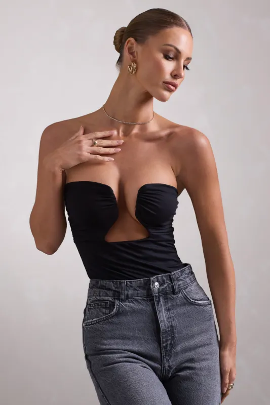 Splendid | Black Cut-Out Ruched Bodysuit sold by Club L London