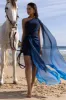 Faded | Blue Ombre One Shoulder Wrap Maxi Dress With Drape sold by Club L London