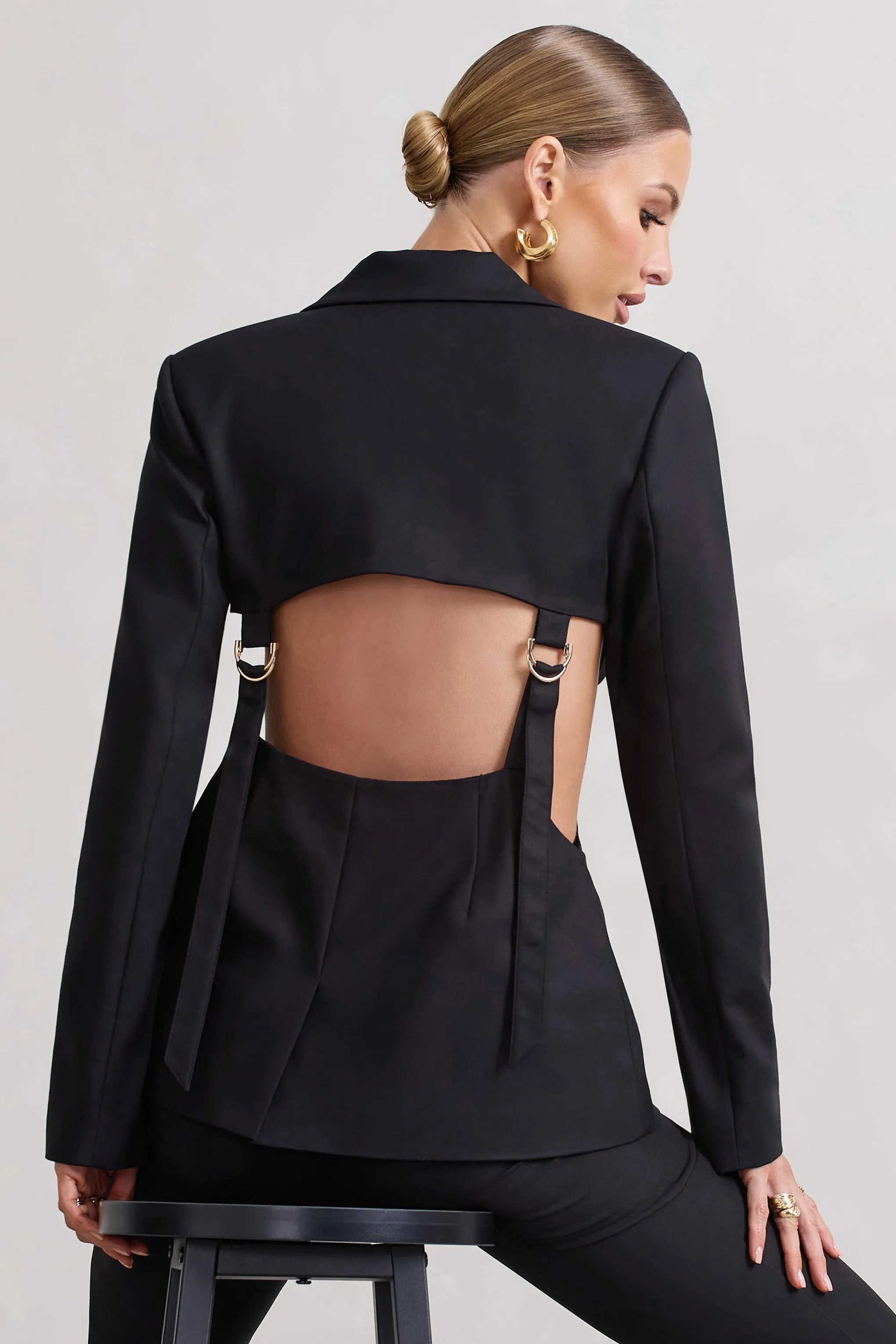 Fixation | Black Tailored Cut Out Blazer sold by Club L London product image thumbnail 2