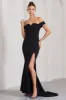 Karma | Black Bardot Split Fishtail Maxi Dress sold by Club L London