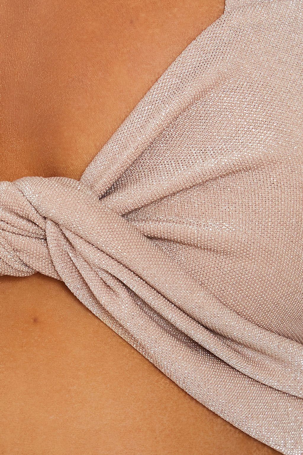 Star Infusion | Nude Shimmer Tie Front Crop Top sold by Club L London product image thumbnail 5