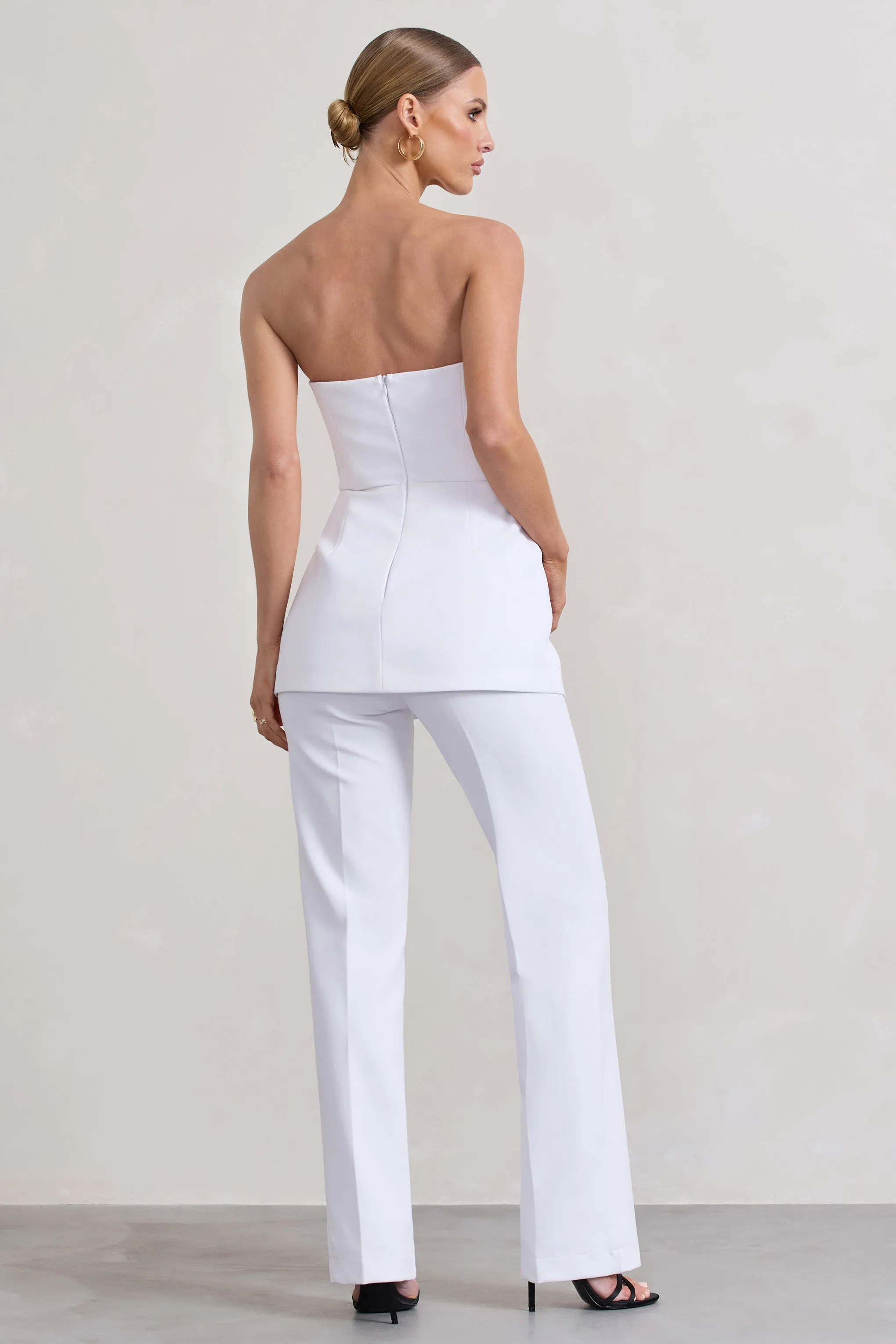 Money Moves | White Strapless Blazer-Inspired Straight-Leg Jumpsuit sold by Club L London product image thumbnail 2