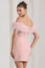 Pure Delight | Pink Bardot Feather Mini Dress sold by Club L London