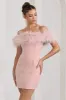 Pure Delight | Pink Bardot Feather Mini Dress sold by Club L London